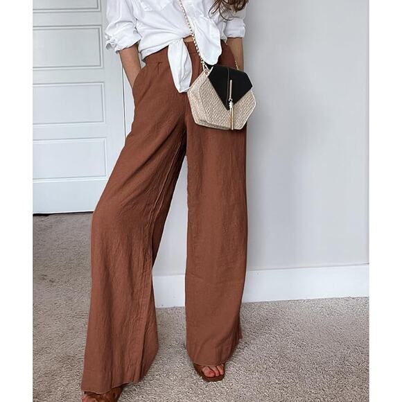 NWT ~ Women's Rust Flowy Palazzo Pants ~ Pockets & Wide Leg ~ Plus Size 2X - Picture 4 of 4